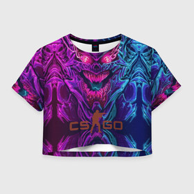 Женская футболка Crop-top 3D с принтом CS GO Hyper Beast в Белгороде, 100% полиэстер | круглая горловина, длина футболки до линии талии, рукава с отворотами | 2019 | computer game | counter strike | cs | cs go | csgo | dota | dota2 | game | howl | hyperbeast | warning | автомат | вой | го | игрок | компьютерная игра | контр страйк | контра | кс | оружие | турнир