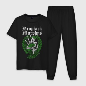 Мужская пижама хлопок с принтом Dropkick Murphys в Белгороде, 100% хлопок | брюки и футболка прямого кроя, без карманов, на брюках мягкая резинка на поясе и по низу штанин
 | Тематика изображения на принте: celtic punk | dropkick murphys | hardcore | oi | punk | группы | кельтский панк | музыка | панк | рок | стрит панк | фолк панк