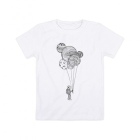 Детская футболка хлопок с принтом Космонавт в Белгороде, 100% хлопок | круглый вырез горловины, полуприлегающий силуэт, длина до линии бедер | абстракция | астронавт | в космосе | космонавт | космос | планета | планеты | шарики
