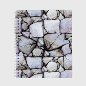 Тетрадь с принтом Камни в Белгороде, 100% бумага | 48 листов, плотность листов — 60 г/м2, плотность картонной обложки — 250 г/м2. Листы скреплены сбоку удобной пружинной спиралью. Уголки страниц и обложки скругленные. Цвет линий — светло-серый
 | asphalt | boulder | composition | covering | drawing | gray | nature | stone | wall | асфальт | валун | камень | композиция | покрытие | природа | рисунок | серый | стена