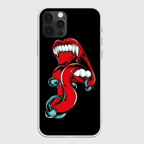 Чехол для iPhone 12 Pro Max с принтом Вампир в Белгороде, Силикон |  | fangs | green | lipstick | mouth | piercing | predator | punk | red | ring | teeth | tongue | vampire | вампир | зелёный | зубы | клыки | кольцо | красный | панк | пирсинг | помада | рот | хищник | язык