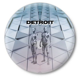 Значок с принтом Detroit: Вecome Human в Белгороде,  металл | круглая форма, металлическая застежка в виде булавки | 3d | cтать человеком | detroit city | detroit: вecome human | игра | интерактивная | квест | кинематограф | приключения | франция