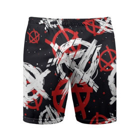 Мужские шорты 3D спортивные с принтом Анархия в Белгороде,  |  | anarchy | black | color | dots | emblem | red | sign | symbol | white | анархия | белый | знак | красный | символ | точки | цвет | черный | эмблема