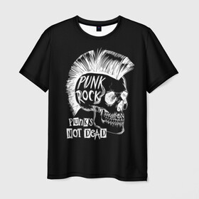 Мужская футболка 3D с принтом Панки не умирают в Белгороде, 100% полиэфир | прямой крой, круглый вырез горловины, длина до линии бедер | dude | guy | illustration | mohawk | music | negative | punk rock | punks | retro | skull | style | vintage | винтаж | иллюстрация | ирокез | музыка | негатив | панк рок | панки | парень | ретро | стиль | череп | чувак