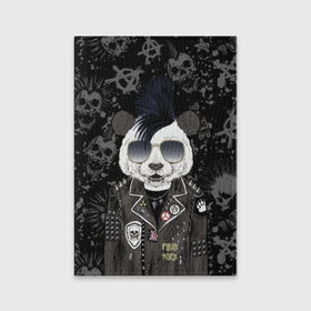 Обложка для паспорта матовая кожа с принтом Панда в косухе в Белгороде, натуральная матовая кожа | размер 19,3 х 13,7 см; прозрачные пластиковые крепления | anarchy | bear | color | cool | icon | jacket | mohawk | music | panda | piercing | punk | purple | rock | skull | white | аксессуар | анархия | белый | значок | ирокез | круто | куртка | медведь | музыка | одежда | очки | панда | панк |