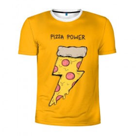 Мужская футболка 3D спортивная с принтом Сила пиццы в Белгороде, 100% полиэстер с улучшенными характеристиками | приталенный силуэт, круглая горловина, широкие плечи, сужается к линии бедра | 