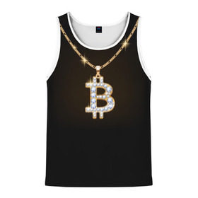 Мужская майка 3D с принтом Бриллиантовый биткоин в Белгороде, 100% полиэстер | круглая горловина, приталенный силуэт, длина до линии бедра. Пройма и горловина окантованы тонкой бейкой | Тематика изображения на принте: bitcoin | black | chain | color | diamond | emblem | gold | golden | hip hop | logo | luxury | money | style | symbol | алмаз | блеск | блестящий | бриллиант | валюта | деньги | знак | золото | золотой | криптовалюта | кулон | логотип | люкс | роскошь | с
