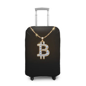 Чехол для чемодана 3D с принтом Бриллиантовый биткоин в Белгороде, 86% полиэфир, 14% спандекс | двустороннее нанесение принта, прорези для ручек и колес | bitcoin | black | chain | color | diamond | emblem | gold | golden | hip hop | logo | luxury | money | style | symbol | алмаз | блеск | блестящий | бриллиант | валюта | деньги | знак | золото | золотой | криптовалюта | кулон | логотип | люкс | роскошь | с