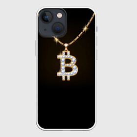 Чехол для iPhone 13 mini с принтом Бриллиантовый биткоин в Белгороде,  |  | Тематика изображения на принте: bitcoin | black | chain | color | diamond | emblem | gold | golden | hip hop | logo | luxury | money | style | symbol | алмаз | блеск | блестящий | бриллиант | валюта | деньги | знак | золото | золотой | криптовалюта | кулон | логотип | люкс | роскошь | с