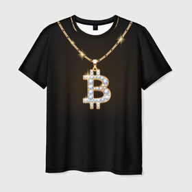 Мужская футболка 3D с принтом Бриллиантовый биткоин в Белгороде, 100% полиэфир | прямой крой, круглый вырез горловины, длина до линии бедер | bitcoin | black | chain | color | diamond | emblem | gold | golden | hip hop | logo | luxury | money | style | symbol | алмаз | блеск | блестящий | бриллиант | валюта | деньги | знак | золото | золотой | криптовалюта | кулон | логотип | люкс | роскошь | с