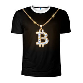 Мужская футболка 3D спортивная с принтом Бриллиантовый биткоин в Белгороде, 100% полиэстер с улучшенными характеристиками | приталенный силуэт, круглая горловина, широкие плечи, сужается к линии бедра | bitcoin | black | chain | color | diamond | emblem | gold | golden | hip hop | logo | luxury | money | style | symbol | алмаз | блеск | блестящий | бриллиант | валюта | деньги | знак | золото | золотой | криптовалюта | кулон | логотип | люкс | роскошь | с