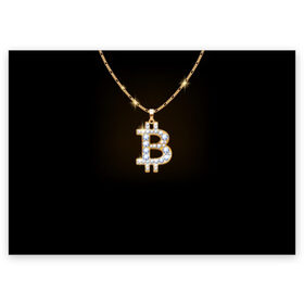 Поздравительная открытка с принтом Бриллиантовый биткоин в Белгороде, 100% бумага | плотность бумаги 280 г/м2, матовая, на обратной стороне линовка и место для марки
 | Тематика изображения на принте: bitcoin | black | chain | color | diamond | emblem | gold | golden | hip hop | logo | luxury | money | style | symbol | алмаз | блеск | блестящий | бриллиант | валюта | деньги | знак | золото | золотой | криптовалюта | кулон | логотип | люкс | роскошь | с