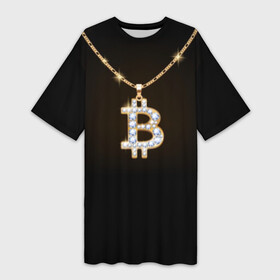 Платье-футболка 3D с принтом Бриллиантовый биткоин в Белгороде,  |  | Тематика изображения на принте: bitcoin | black | chain | color | diamond | emblem | gold | golden | hip hop | logo | luxury | money | style | symbol | алмаз | блеск | блестящий | бриллиант | валюта | деньги | знак | золото | золотой | криптовалюта | кулон | логотип | люкс | роскошь | с