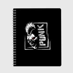 Тетрадь с принтом Punk в Белгороде, 100% бумага | 48 листов, плотность листов — 60 г/м2, плотность картонной обложки — 250 г/м2. Листы скреплены сбоку удобной пружинной спиралью. Уголки страниц и обложки скругленные. Цвет линий — светло-серый
 | anarchy | anger | black | emblem | hair | hairstyle | horror | illustration | look | mohawk | punk | red | scar | scary | skull | terrible | white | анархия | белый | взгляд | волосы | злость | иллюстрация | ирокез | красный | панк | прическа | страшный |