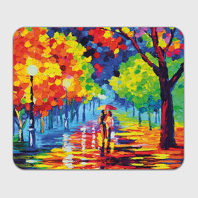 Прямоугольный коврик для мышки с принтом Осенний бульвар в Белгороде, натуральный каучук | размер 230 х 185 мм; запечатка лицевой стороны | Тематика изображения на принте: art | blue | couple | green | lovers | orange | street | tree | umbrella | yellow | влюбленные | дерево | дождь | желтый | зеленый | зонт | искусство | картина | краски | красный | листья | масло | о | оранжевый | осенний | отражение