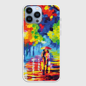 Чехол для iPhone 13 Pro Max с принтом Осенний бульвар в Белгороде,  |  | art | blue | couple | green | lovers | orange | street | tree | umbrella | yellow | влюбленные | дерево | дождь | желтый | зеленый | зонт | искусство | картина | краски | красный | листья | масло | о | оранжевый | осенний | отражение