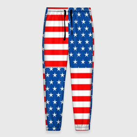 Мужские брюки 3D с принтом США в Белгороде, 100% полиэстер | манжеты по низу, эластичный пояс регулируется шнурком, по бокам два кармана без застежек, внутренняя часть кармана из мелкой сетки | flag | stars | usa | usa flag | америка | американский флаг | звезды | надписи | полосы | сша | флаг | флаг сша