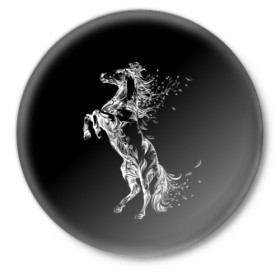 Значок с принтом Великолепный скакун в Белгороде,  металл | круглая форма, металлическая застежка в виде булавки | великолепный скакун