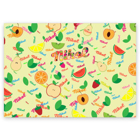 Поздравительная открытка с принтом Nikol Fruits boom! в Белгороде, 100% бумага | плотность бумаги 280 г/м2, матовая, на обратной стороне линовка и место для марки
 | nikol | nikolalisa