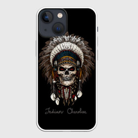 Чехол для iPhone 13 mini с принтом Череп с роучем в Белгороде,  |  | cherokee | culture | ethnic | feathers | indian | national | navajo | roach | skeleton | skull | traditional | индеец | культура | навахо | национальный | перья | роуч | скелет | традиционный | череп | чероки | этнический