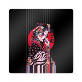 Магнит виниловый Квадрат с принтом Гейша в Белгороде, полимерный материал с магнитным слоем | размер 9*9 см, закругленные углы | beauty | black | bright | character | cool | decorations | flowers | geisha | girl | hairstyle | japan | kimon | lines | red | stripes | woman | young | девушка | женщина | иероглиф | кимоно | красный | красотка | круто | линии | молодая | полосы 