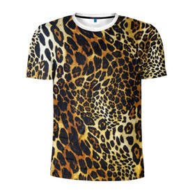 Мужская футболка 3D спортивная с принтом Шкура леопарда в Белгороде, 100% полиэстер с улучшенными характеристиками | приталенный силуэт, круглая горловина, широкие плечи, сужается к линии бедра | animal | cheeky | dangerous | leopard | nature | pattern | predator | skin | spots | wild | дерзкий | дикий | животное | леопард | опасный | природа | пятна | узор | хищник