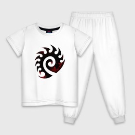 Детская пижама хлопок с принтом StarCraft - Zerg Logo (Blood) в Белгороде, 100% хлопок |  брюки и футболка прямого кроя, без карманов, на брюках мягкая резинка на поясе и по низу штанин
 | 