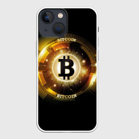 Чехол для iPhone 13 mini с принтом Золотой биткоин в Белгороде,  |  | bitcoin | black | business | coin | digital | electronic | emblem | future | golden | money | power | symbol | technology | web | yellow | бизнес | биткоин | будущее | валюта | веб | власть | деньги | желтый | жетон | золотой | криптовалюта | монета | сим