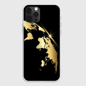 Чехол для iPhone 12 Pro Max с принтом Золотая планета в Белгороде, Силикон |  | Тематика изображения на принте: black | continent | earth | gold | map | planet | radiance | ray | world | земля | золото | карта | континент | луч | материк | мир | планета | сияние | черный