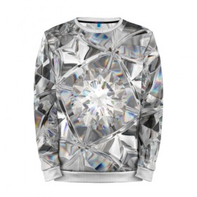 Мужской свитшот 3D с принтом Бриллиантовый блеск в Белгороде, 100% полиэстер с мягким внутренним слоем | круглый вырез горловины, мягкая резинка на манжетах и поясе, свободная посадка по фигуре | cut | diamond | gem | glitter | jewel | kaleidoscope | luxury | shine | sparkle | white | алмаз | белый | блеск | бриллиант | диамант | драгоценность | драгоценный камень | калейдоскоп | люкс | огранка | роскошь | сверкать | сияние