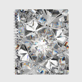 Тетрадь с принтом Бриллиантовый блеск в Белгороде, 100% бумага | 48 листов, плотность листов — 60 г/м2, плотность картонной обложки — 250 г/м2. Листы скреплены сбоку удобной пружинной спиралью. Уголки страниц и обложки скругленные. Цвет линий — светло-серый
 | cut | diamond | gem | glitter | jewel | kaleidoscope | luxury | shine | sparkle | white | алмаз | белый | блеск | бриллиант | диамант | драгоценность | драгоценный камень | калейдоскоп | люкс | огранка | роскошь | сверкать | сияние