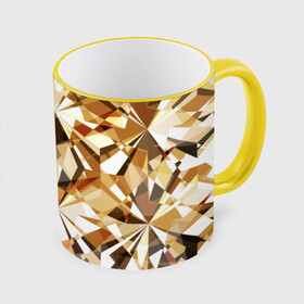 Кружка с полной запечаткой с принтом Желтые бриллианты в Белгороде, керамика | ёмкость 330 мл | cut | diamond | gem | glitter | gold | jewel | kaleidoscope | luxury | shine | sparkle | white | yellow | алмаз | белый | блеск | бриллиант | диамант | драгоценность | драгоценный камень | желтый | золотой | калейдоскоп | люкс | огранка