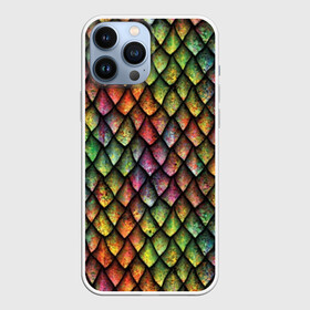 Чехол для iPhone 13 Pro Max с принтом Чешуя дракона в Белгороде,  |  | blue | bright | colorful | cool | dragon | green | iridescent | orange | pink | purple | rainbow | red | skin | snake | брызги | волшебный | дракон | зеленый | змея | кожа | красный | красочный | оранжевый | прикольный | радуга | радужный