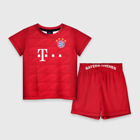 Детский костюм с шортами 3D с принтом Bayern home 19 20 в Белгороде,  |  | bayern | champions league | germany | munchen | бавария | германия | левандовски | лига чемпинов | мюнхен | рибери | роббен