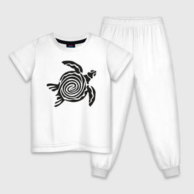Детская пижама хлопок с принтом Черепаха чёрная. в Белгороде, 100% хлопок |  брюки и футболка прямого кроя, без карманов, на брюках мягкая резинка на поясе и по низу штанин
 | 