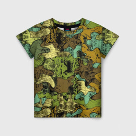 Детская футболка 3D с принтом Камуфляж в Белгороде, 100% гипоаллергенный полиэфир | прямой крой, круглый вырез горловины, длина до линии бедер, чуть спущенное плечо, ткань немного тянется | abstraction | army | art | background | blue | camouflage | clothing | color | green | marsh | pattern | snake | stencil | uniform | абстракция | армия | арт | болотный | зеленый | змея | камуфляж | одежда | трафарет | узор | униформа | фон | цв