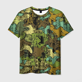 Мужская футболка 3D с принтом Камуфляж в Белгороде, 100% полиэфир | прямой крой, круглый вырез горловины, длина до линии бедер | Тематика изображения на принте: abstraction | army | art | background | blue | camouflage | clothing | color | green | marsh | pattern | snake | stencil | uniform | абстракция | армия | арт | болотный | зеленый | змея | камуфляж | одежда | трафарет | узор | униформа | фон | цв