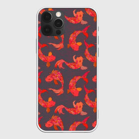 Чехол для iPhone 12 Pro Max с принтом Карпы кои в Белгороде, Силикон |  | animals | eyes | fish | gray | i | japanese | mustache | nature | orange | pattern | rainbow | red | tail | vector | water | yellow | азиат | вода | восточный | глаза | жёлтый | животные | изображение | карпы | китайский | красный | оранжевый | паттерн | 