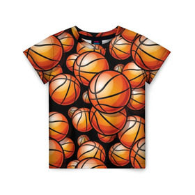 Детская футболка 3D с принтом Баскетбольные мячи в Белгороде, 100% гипоаллергенный полиэфир | прямой крой, круглый вырез горловины, длина до линии бедер, чуть спущенное плечо, ткань немного тянется | activity | ball | basketball | black | brightness | brown | circle | color | game | illustration | orange | sport | victory | yellow | активность | апельсиновый | баскетбол | желтый | игра | иллюстрация | коричневый | круг | мяч | оранжевый | победа | спо