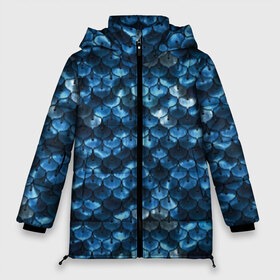 Женская зимняя куртка 3D с принтом Синяя чешуя в Белгороде, верх — 100% полиэстер; подкладка — 100% полиэстер; утеплитель — 100% полиэстер | длина ниже бедра, силуэт Оверсайз. Есть воротник-стойка, отстегивающийся капюшон и ветрозащитная планка. 

Боковые карманы с листочкой на кнопках и внутренний карман на молнии | blue | color | fish | gray | mermaid | neyad | pattern | scales | sea | shiny | siren | skin | turquoise | wallpaper | water | бирюзовый | блестящий | вода | кожа | море | неяда | обои | паттерн | русалка | рыба | серый | синий | сирена | цвет |