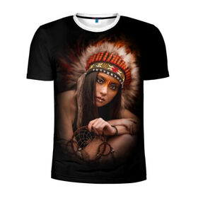 Мужская футболка 3D спортивная с принтом Индейская девушка в Белгороде, 100% полиэстер с улучшенными характеристиками | приталенный силуэт, круглая горловина, широкие плечи, сужается к линии бедра | american | beauty | body | costume | dark | ethnic | face | girl | hair | look | national | nature | race | shaman | взгляд | волосы | девушка | женщина | индейский | индейцы | кор | костюм | краснокожий | красный | красота | лицо | ловец снов | макияж | 