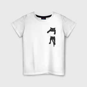 Детская футболка хлопок с принтом Кися в кармане в Белгороде, 100% хлопок | круглый вырез горловины, полуприлегающий силуэт, длина до линии бедер | Тематика изображения на принте: cat | арт | животные | карман | кися | кот | кот в кармане | котенок | коты | кошка