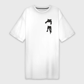 Платье-футболка хлопок с принтом Кися в кармане в Белгороде,  |  | Тематика изображения на принте: cat | арт | животные | карман | кися | кот | кот в кармане | котенок | коты | кошка