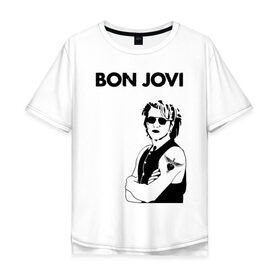 Мужская футболка хлопок Oversize с принтом Bon Jovi в Белгороде, 100% хлопок | свободный крой, круглый ворот, “спинка” длиннее передней части | bon jovi | альбом | арена | бон | бон джови | глэм | группа | джови | джон | метал | музыка | надпись | песни | поп | попрок | рок | рокер | смайл | солист | софт | стена | хард | хеви | хевиметал