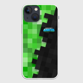 Чехол для iPhone 13 mini с принтом Minecraft EARTH в Белгороде,  |  | craft | creeper | earth | game | green | logo | mine | minecraft | mobile | online | world | зеленый | земля | зомби | игра | крипер | лого | майкрафт | майнкрафт | мир | мобайл | онлайн | планета | синий | текстура