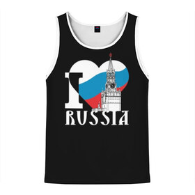 Мужская майка 3D с принтом Я люблю Россию в Белгороде, 100% полиэстер | круглая горловина, приталенный силуэт, длина до линии бедра. Пройма и горловина окантованы тонкой бейкой | black | blue | clock | flag | heart | homeland | kremlin | moscow | patriot | patriotism | red | red square | russia | slogan | text | tower | white | башня | белый | красная площадь | красный | кремль | лозунг | москва | патриот | патриотизм | родина | р