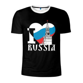Мужская футболка 3D спортивная с принтом Я люблю Россию в Белгороде, 100% полиэстер с улучшенными характеристиками | приталенный силуэт, круглая горловина, широкие плечи, сужается к линии бедра | Тематика изображения на принте: black | blue | clock | flag | heart | homeland | kremlin | moscow | patriot | patriotism | red | red square | russia | slogan | text | tower | white | башня | белый | красная площадь | красный | кремль | лозунг | москва | патриот | патриотизм | родина | р