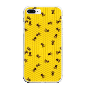 Чехол для iPhone 7Plus/8 Plus матовый с принтом Пчелы в сотах в Белгороде, Силикон | Область печати: задняя сторона чехла, без боковых панелей | bee | beehive | brown | bug | honey | honeycomb | insect | toiler | yellow | букашка | желтый | коричневый | мёд | насекомое | пчела | соты | труженик | улей