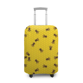 Чехол для чемодана 3D с принтом Пчелы в сотах в Белгороде, 86% полиэфир, 14% спандекс | двустороннее нанесение принта, прорези для ручек и колес | bee | beehive | brown | bug | honey | honeycomb | insect | toiler | yellow | букашка | желтый | коричневый | мёд | насекомое | пчела | соты | труженик | улей