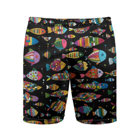 Мужские шорты спортивные с принтом Разноцветные рыбы в Белгороде,  |  | abstraction | art | bright | colorful | cool | fin | fish | funny | tail | water | абстракция | арт | вода | плавник | прикольно | разноцветный | рыба | смешно | хвост | яркий